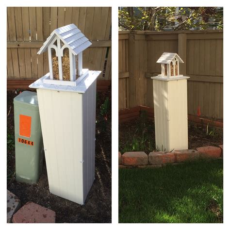 covering electrical box in yard|hiding utility boxes around house.